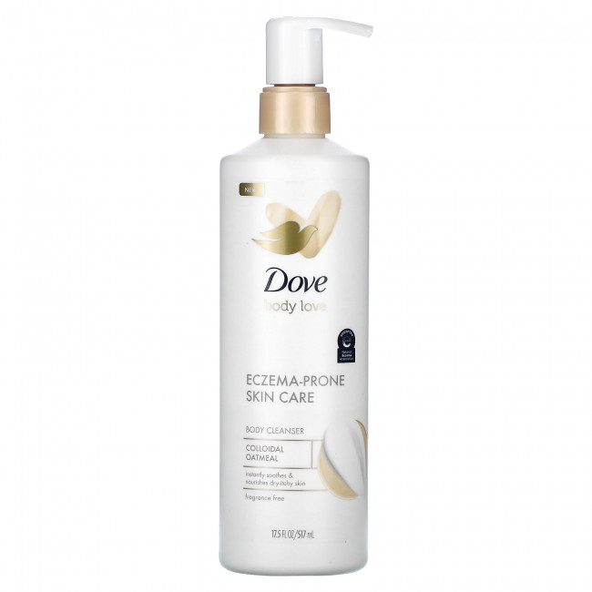 Dove, Уход за кожей, склонной к экземе, очищающее средство для тела, коллоидная овсянка, без отдушек, 517 мл (17,5 жидк. Унции) Dove, Уход за кожей, склонной к экземе, очищающее средство для тела, коллоидная овсянка, без отдушек, 517 мл (17,5 жидк. Унции)