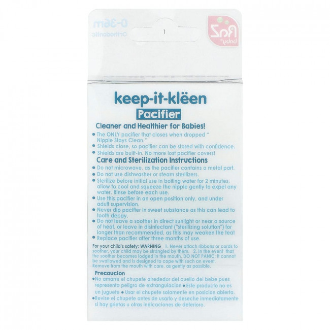 RaZbaby, Keep-It-Kleen, соска-пустышка, для 0–36 мес, Sloth & Panda, 2 шт.