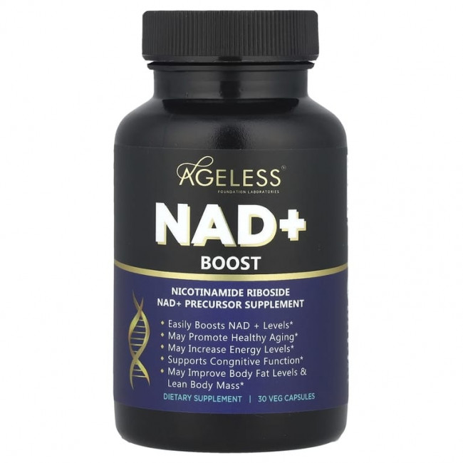 Ageless Foundation Laboratories, NAD + Boost, 30 растительных капсул Ageless Foundation Laboratories, NAD + Boost, 30 растительных капсул