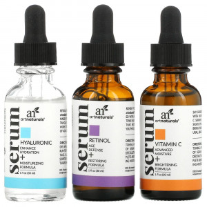 Artnaturals, Набор из трех сывороток, 3 сыворотки, 29,5 мл (1 жидк. унция) каждая Artnaturals, Набор из трех сывороток, 3 сыворотки, 29,5 мл (1 жидк. унция) каждая