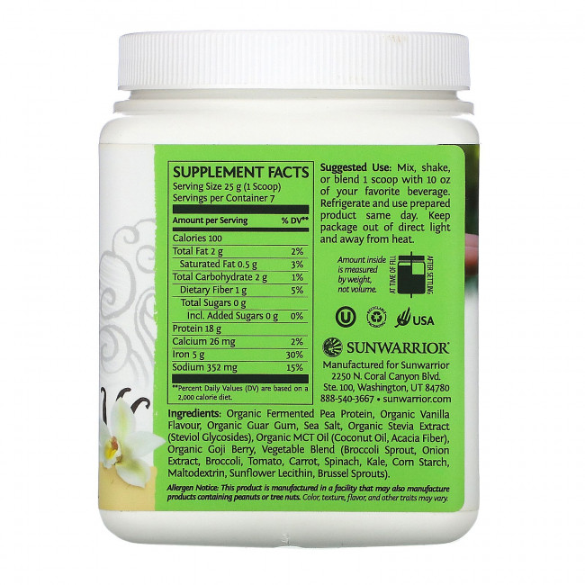 Sunwarrior, Clean Greens & Protein, тропическая ваниль, 175 г (6,17 унции) Sunwarrior, Clean Greens & Protein, тропическая ваниль, 175 г (6,17 унции)