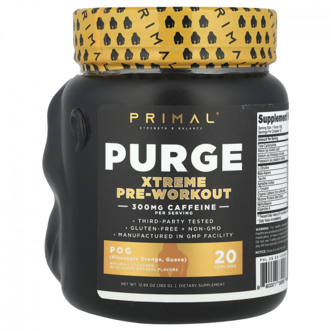 PrePrimal, Purge, Xtreme Pre-Workout, POG (ананас, апельсин, гуава), 362 г (12,93 унции)