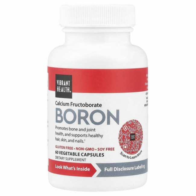 Vibrant Health, Super Natural Boron, 60 растительных капсул