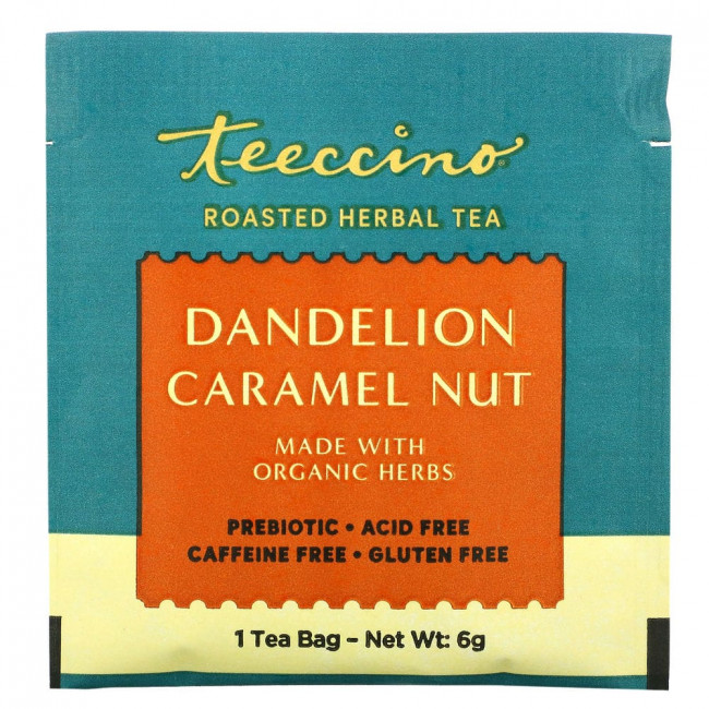 Teeccino, Жареный травяной чай, одуванчик и карамель, без кофеина, 10 чайных пакетиков, 60 г (2,12 унции) Teeccino, Жареный травяной чай, одуванчик и карамель, без кофеина, 10 чайных пакетиков, 60 г (2,12 унции)