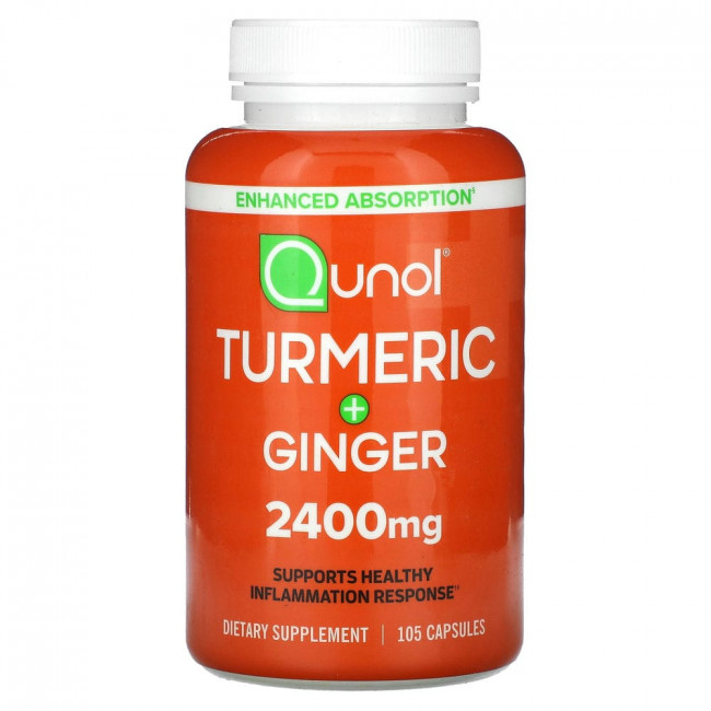 Qunol, Turmeric + Ginger, 2,400 mg, 105 Capsules (800 mg per Capsule)