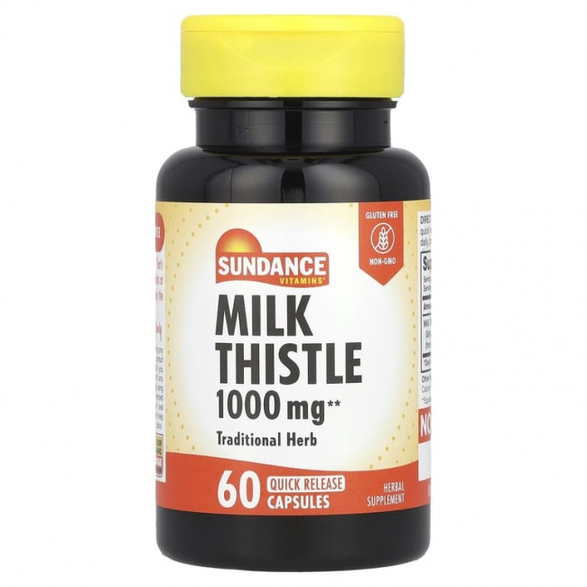 Sundance Vitamins, Расторопша, 1000 мг, 60 капсул с быстрым высвобождением Sundance Vitamins, Расторопша, 1000 мг, 60 капсул с быстрым высвобождением