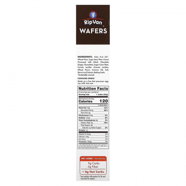 Rip Van Wafels, Темный шоколад, 6 пакетиков по 22 г (0,78 унции) Rip Van Wafels, Темный шоколад, 6 пакетиков по 22 г (0,78 унции)