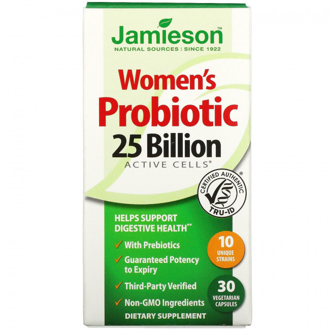 Jamieson Natural Sources, Пробиотик для женщин, 25 млрд, 30 вегетарианских капсул Jamieson Natural Sources, Пробиотик для женщин, 25 млрд, 30 вегетарианских капсул