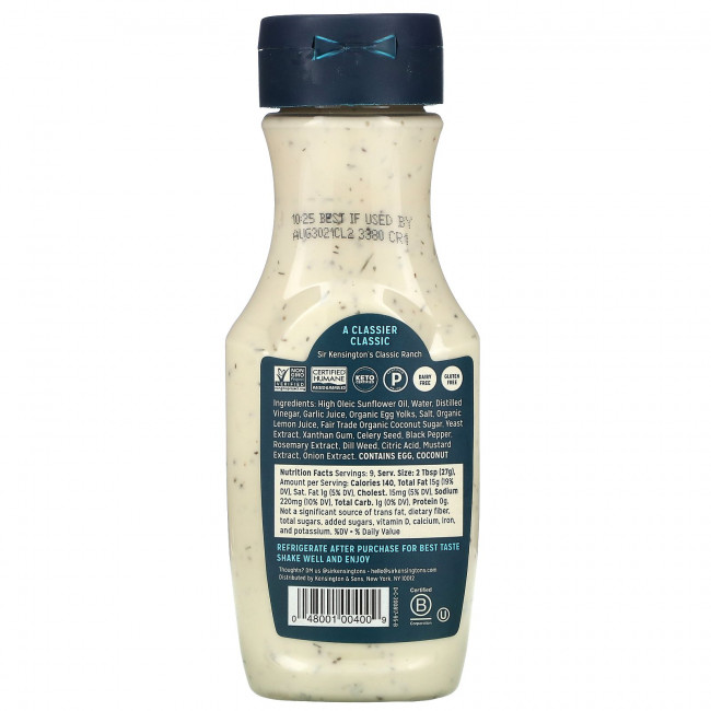 Sir Kensington's, Classic Ranch, 266 мл (9 жидк. Унций) Sir Kensington's, Classic Ranch, 266 мл (9 жидк. Унций)