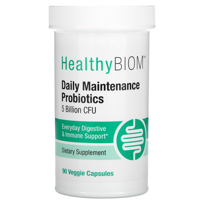 HealthyBiom, пробиотики для ежедневной поддержки, 5 млрд КОЕ, 90 растительных капсул HealthyBiom, пробиотики для ежедневной поддержки, 5 млрд КОЕ, 90 растительных капсул