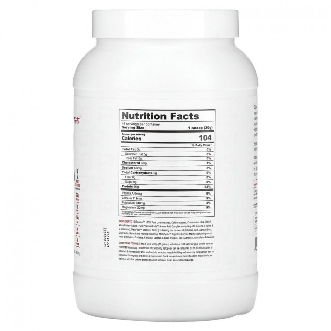 Metabolic Nutrition, ISOpwDR, изолят сывороточного протеина, со вкусом бананового крема, 1380 г (3,04 фунта)