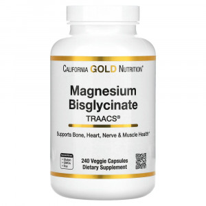 California Gold Nutrition, бисглицинат магния, 240 вегетарианских капсул California Gold Nutrition, бисглицинат магния, 240 вегетарианских капсул