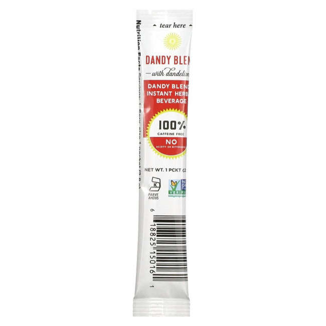 Dandy Blend, Instant Herbal Beverage With Dandelion (Быстрорастворимый травяной напиток с одуванчиком), без кофеина, 25 одноразовых пакетиков Dandy Blend, Instant Herbal Beverage With Dandelion (Быстрорастворимый травяной напиток с одуванчиком), без кофеина, 25 одноразовых пакетиков