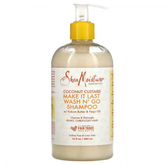 SheaMoisture, Make It Last Wash N 'Go, шампунь, кокосовый крем, с маслом кокум и маслом пекуи, 384 мл (13 жидк. Унций) SheaMoisture, Make It Last Wash N 'Go, шампунь, кокосовый крем, с маслом кокум и маслом пекуи, 384 мл (13 жидк. Унций)