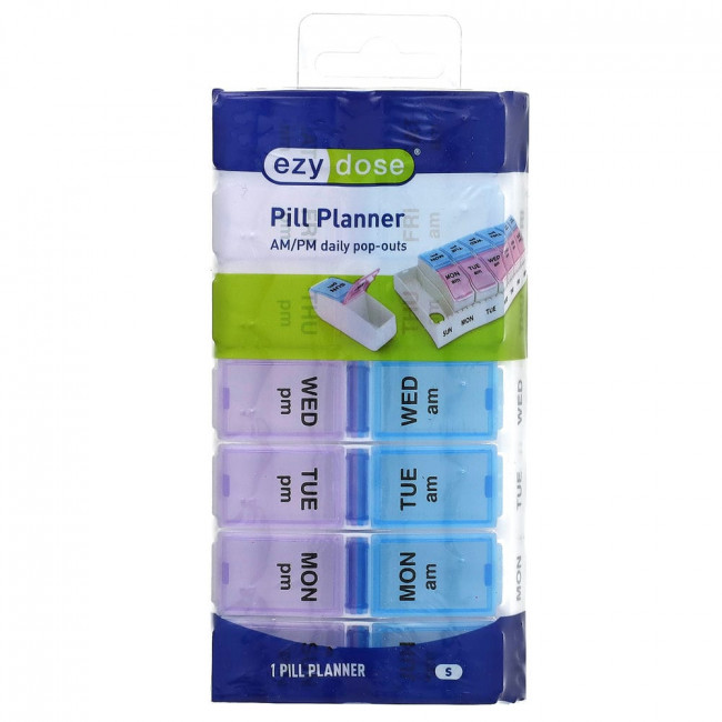 Ezy Dose, Weekly AM/PM Daily Pop-Outs Pill Planner, Small, 1 Count