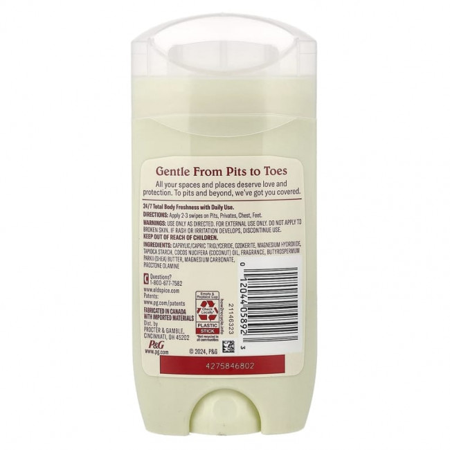 Old Spice, Total Body Deodorant, для чувствительной кожи, ваниль и ши, 85 г (3 унции) Old Spice, Total Body Deodorant, для чувствительной кожи, ваниль и ши, 85 г (3 унции)