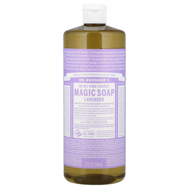 Волшебное кастильское мыло Dr. Bronner's 18-в-1, лаванда, 946 мл (32 жидких унции)