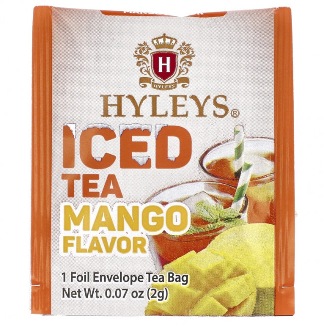 Hyleys Tea, Черный чай со льдом, манго, 20 чайных пакетиков в индивидуальной упаковке, 40 г (1,41 унции) Hyleys Tea, Черный чай со льдом, манго, 20 чайных пакетиков в индивидуальной упаковке, 40 г (1,41 унции)