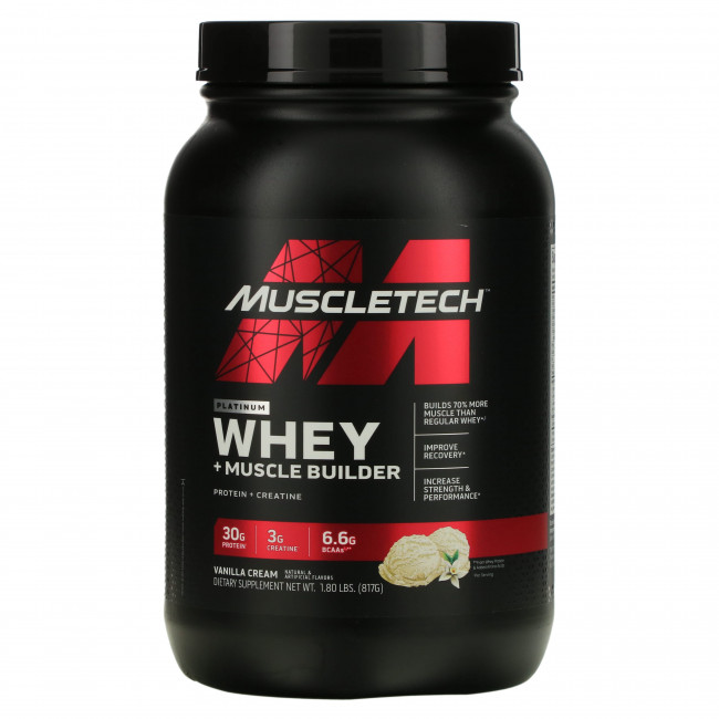 MuscleTech, Platinum Whey + Muscle Builder, ванильный крем, 817 г (1,8 фунта) MuscleTech, Platinum Whey + Muscle Builder, ванильный крем, 817 г (1,8 фунта)
