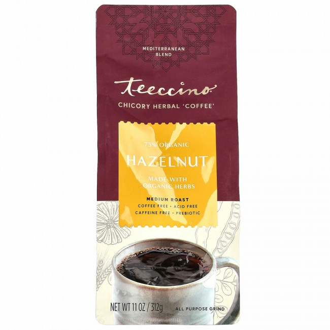Teeccino, травяной кофе из цикория, средней прожарки, без кофеина, фундук, 312 г (11 унций)