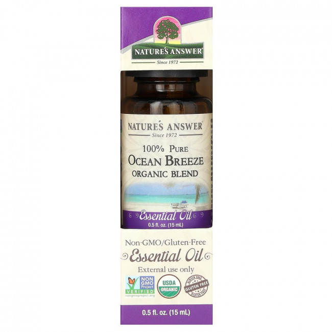 Nature's Answer, 100% чистая органическая смесь эфирных масел, Ocean Breeze, 15 мл (0,5 жидких унций)