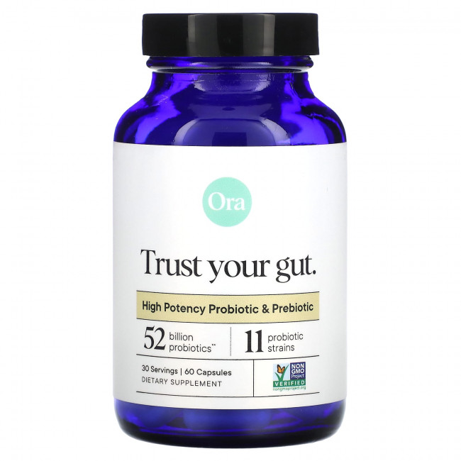 Ora, Trust Your Gut, высокоэффективный пробиотик и пребиотик, 60 капсул Ora, Trust Your Gut, высокоэффективный пробиотик и пребиотик, 60 капсул