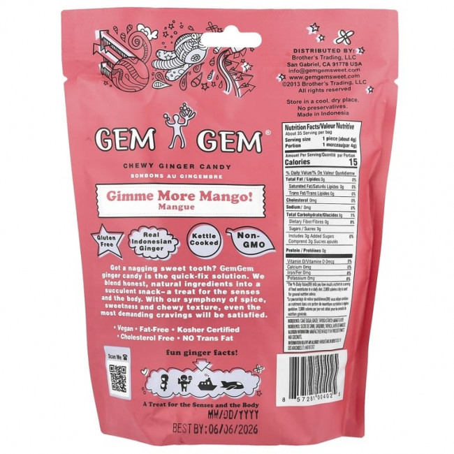 Jayone, Chewy Ginger Candy, Gimme More Mango, 141,8 г (5 унций)