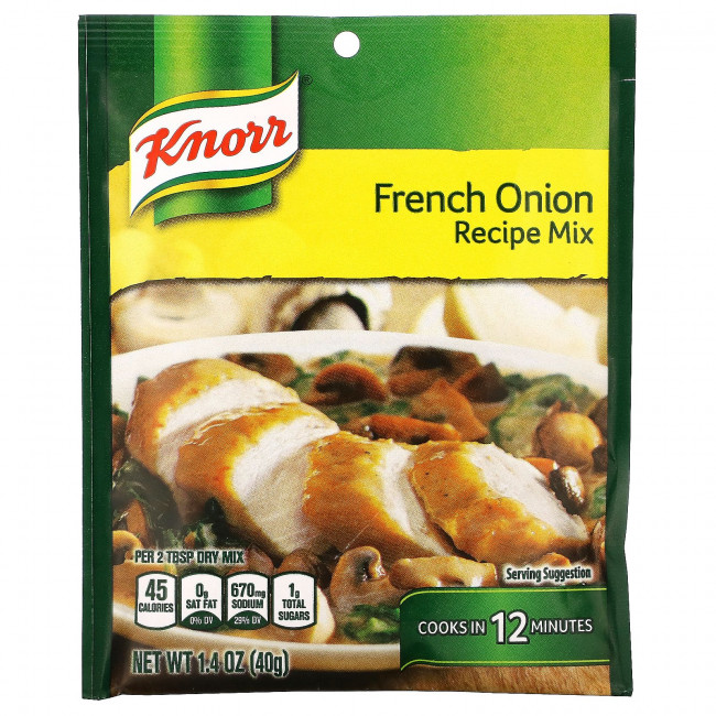 Knorr, Смесь 'Французский луковый рецепт', 1,4 унции (40 г) Knorr, Смесь 'Французский луковый рецепт', 1,4 унции (40 г)
