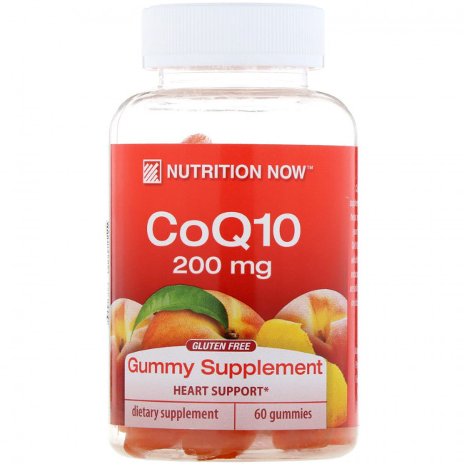 Nutrition Now, коэнзим Q10, со вкусом натурального персика, 100 мг, 60 жевательных мармеладок Nutrition Now, коэнзим Q10, со вкусом натурального персика, 100 мг, 60 жевательных мармеладок
