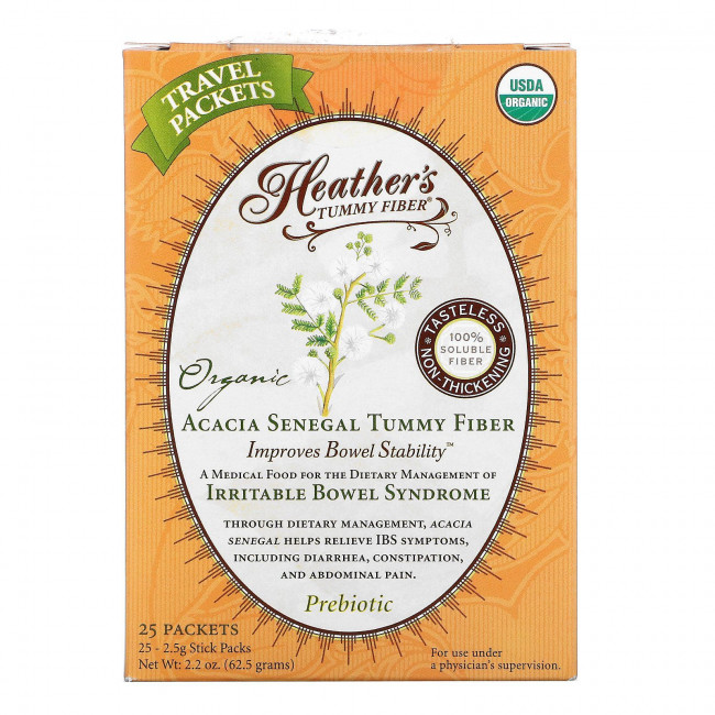 Heather's Tummy Care, органическая клетчатка сенегальской акации, 25 стиков, по 2,5 г каждый Heather's Tummy Care, органическая клетчатка сенегальской акации, 25 стиков, по 2,5 г каждый