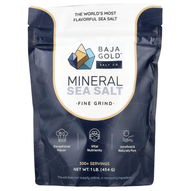 Baja Gold Salt Co., Минеральная морская соль, мелкого помола, 454 г (1 фунт) Baja Gold Salt Co., Минеральная морская соль, мелкого помола, 454 г (1 фунт)
