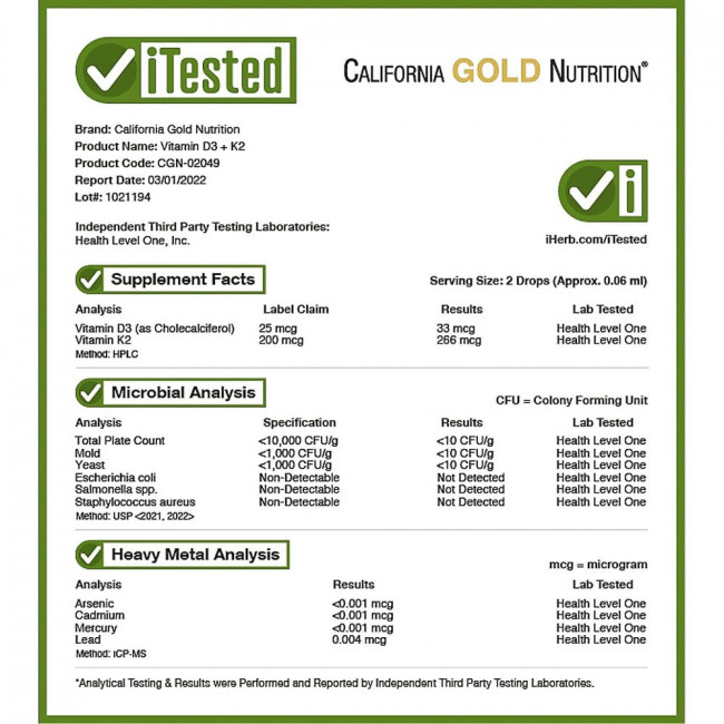 California Gold Nutrition, витамины D3 и K2, 25 мкг (1000 МЕ), 30 мл (1 жидк. унция) California Gold Nutrition, витамины D3 и K2, 25 мкг (1000 МЕ), 30 мл (1 жидк. унция)