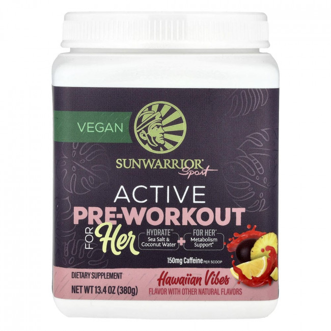 Sunwarrior, Sport, Active Pre-Workout For Her, Hawaiian Vibes, 13.4 oz (380 g) Sunwarrior, Sport, Active Pre-Workout For Her, Hawaiian Vibes, 13.4 oz (380 g)