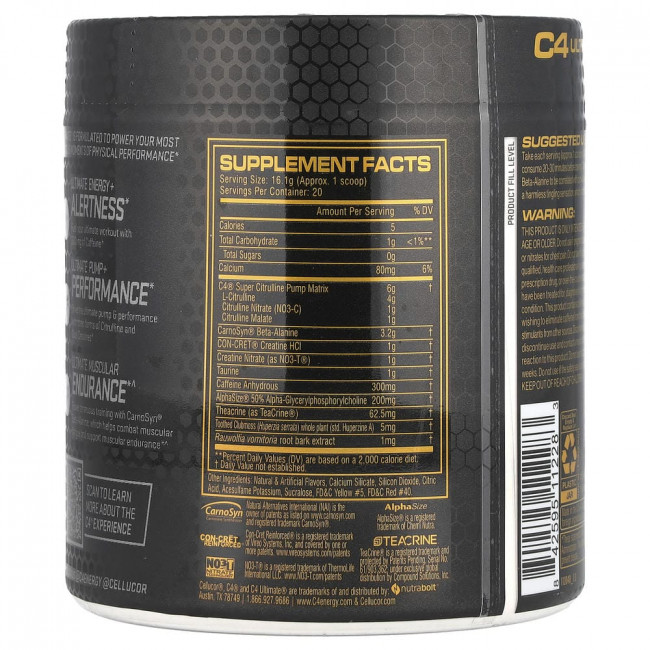 C4 / Cellucor, C4 Ultimate®, предтренировочный комплекс, апельсин-манго, 322 г (11,3 унции) (товар снят с производства)