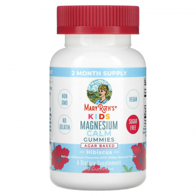 MaryRuth Organics, Успокаивающие жевательные таблетки с магнием, для детей, гибискус, 60 жевательных таблеток MaryRuth Organics, Успокаивающие жевательные таблетки с магнием, для детей, гибискус, 60 жевательных таблеток