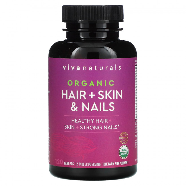 Viva Naturals, Органические волосы, кожа и ногти, 120 таблеток Viva Naturals, Органические волосы, кожа и ногти, 120 таблеток