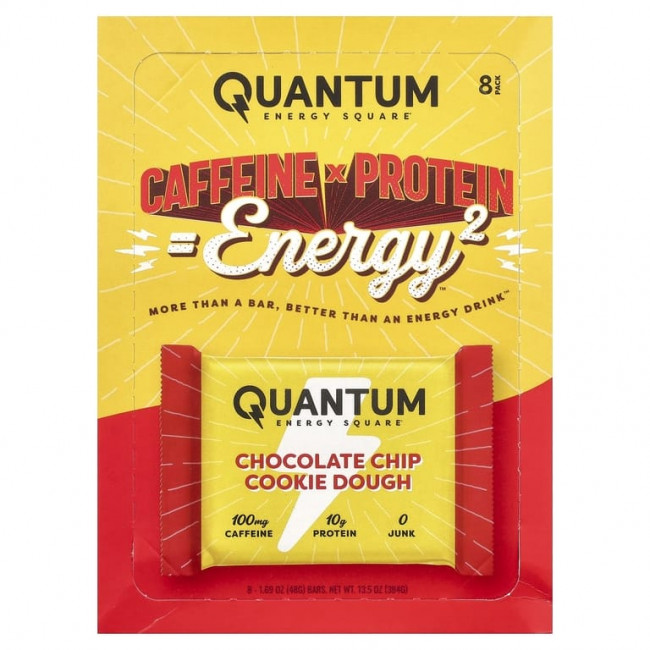 Quantum Energy Square, печенье с шоколадной крошкой, 8 батончиков по 48 г (1,69 унции) Quantum Energy Square, печенье с шоколадной крошкой, 8 батончиков по 48 г (1,69 унции)