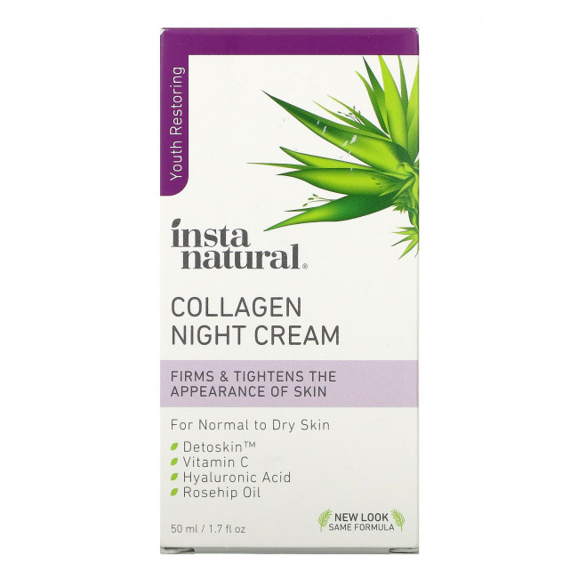 InstaNatural, Ночной крем с коллагеном, 50 мл (1,7 жидк. унции)