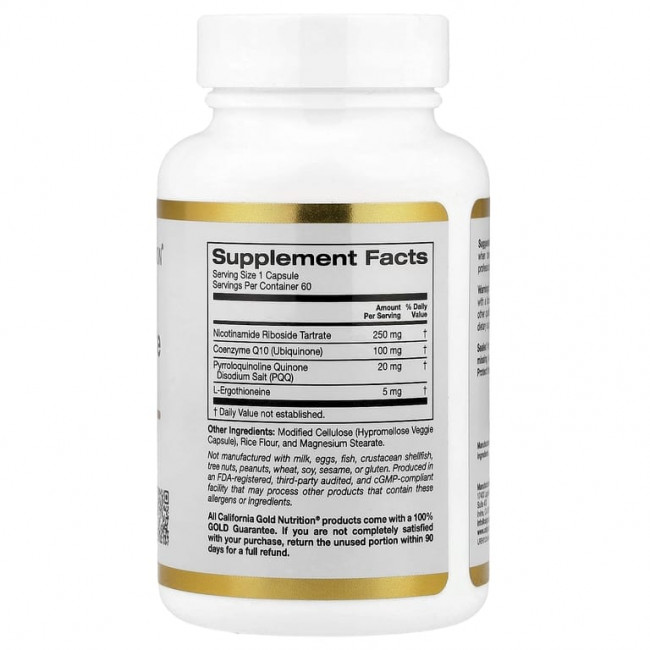 California Gold Nutrition, комплекс с никотинамид рибозид тартратом (НРТ), 60 растительных капсул California Gold Nutrition, комплекс с никотинамид рибозид тартратом (НРТ), 60 растительных капсул