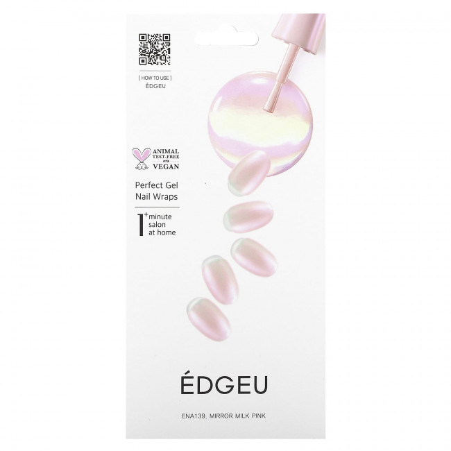 Edgeu, Perfect Gel Nail Wraps, ENA 139, молочно-розовый, набор из 16 полосок Edgeu, Perfect Gel Nail Wraps, ENA 139, молочно-розовый, набор из 16 полосок