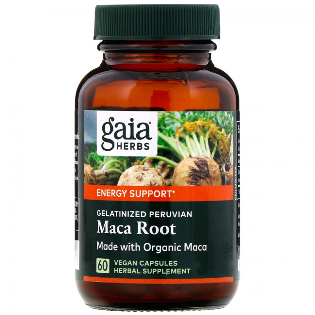 Gaia Herbs, Желатинированный корень маки, 60 растительных капсул