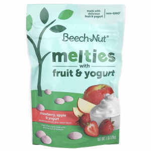 Beech-Nut, Yogurt Melties, клубника, этап 3, яблоко и йогурт, 28 г (1 унция)