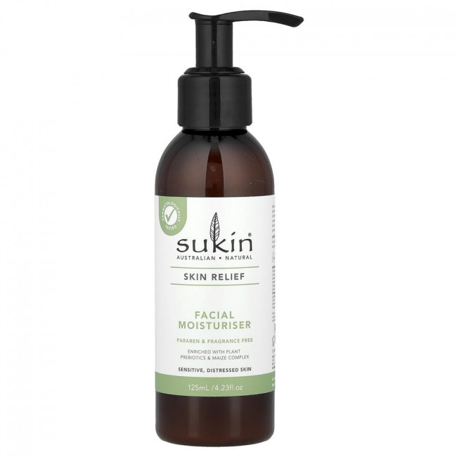 Sukin, Skin Relief, Увлажняющий крем для лица, для чувствительной и проблемной кожи, без отдушек, 125 мл (4,23 жидких унции) Sukin, Skin Relief, Увлажняющий крем для лица, для чувствительной и проблемной кожи, без отдушек, 125 мл (4,23 жидких унции)
