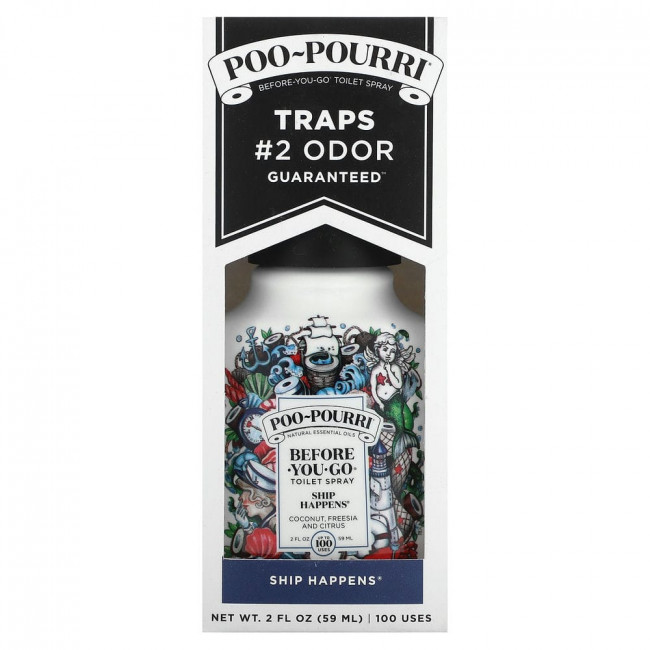 Poo-Pourri, Before-You-Go, спрей-освежитель для туалета, шиповник, кокос, фрессия и цитрус, 59 мл (2 жидк. унции)