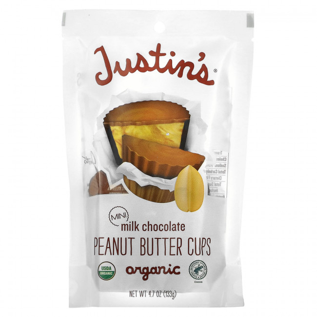 Justin's Nut Butter, Органический молочный шоколад в мини-стаканчиках с арахисовой пастой, 133 г (4,7 унции) Justin's Nut Butter, Органический молочный шоколад в мини-стаканчиках с арахисовой пастой, 133 г (4,7 унции)