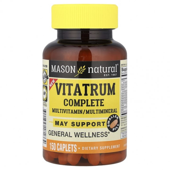 Mason Natural, Vitatrum Complete, мультивитаминный комплекс и мультиминералы, 150 капсул