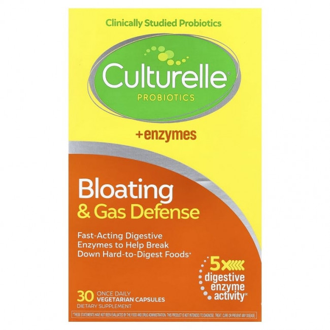Culturelle, Пробиотики, вздутие живота и газовая защита, 30 вегетарианских капсул Culturelle, Пробиотики, вздутие живота и газовая защита, 30 вегетарианских капсул