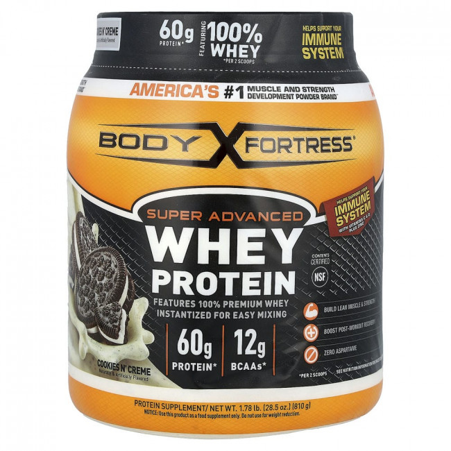 Body Fortress, Super Advanced Whey Protein, Cookies N' Creme , 1.78 lb (810 g)