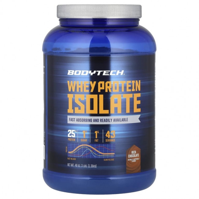 BodyTech, Изолят сывороточного протеина, насыщенный шоколад, 1,36 кг (3 фунта)