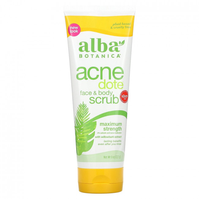 Alba Botanica, Acne Dote, скраб для лица и тела, не содержит масла, 227 г (8 унций)
